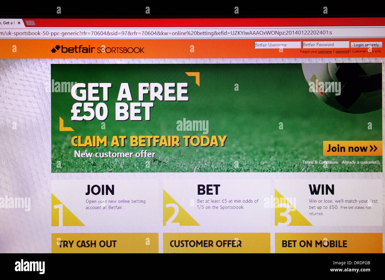 betfair online betting web site Stock Photo