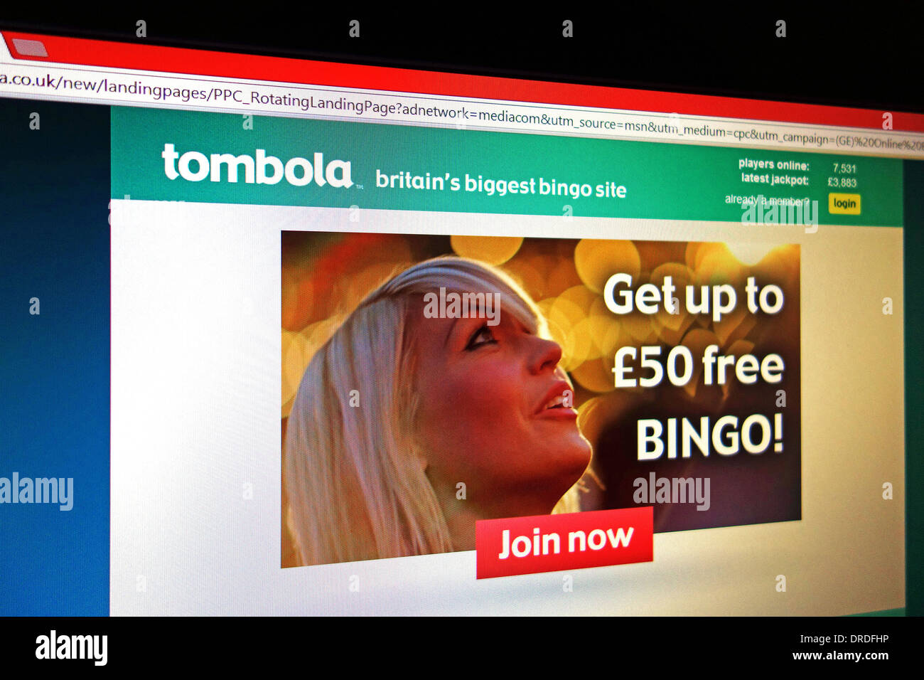 tombola online bingo site Stock Photo