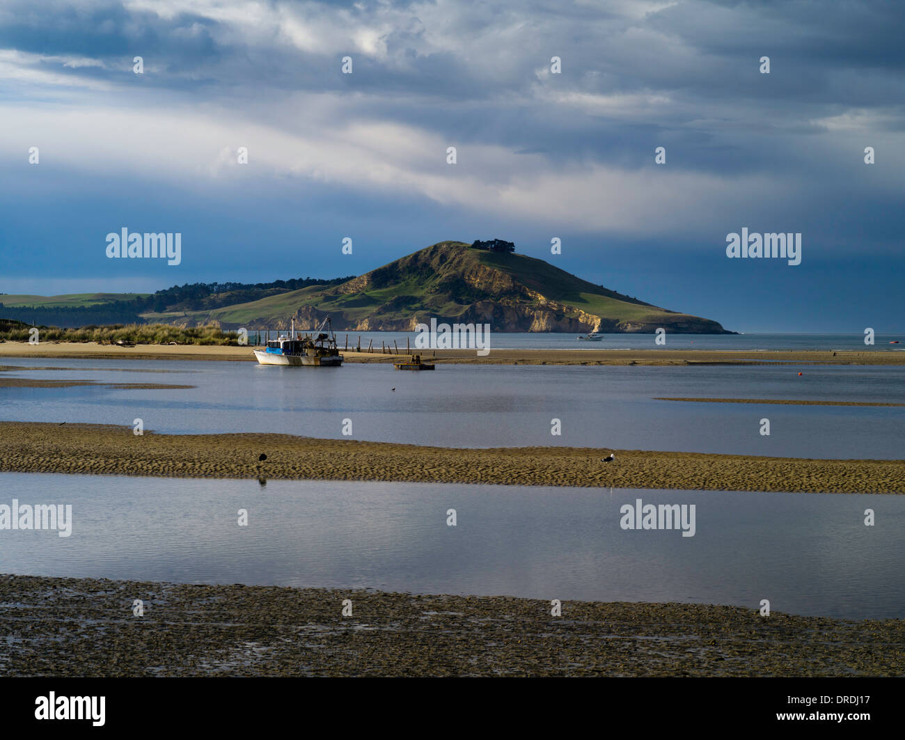 Harbor side view of Waikouaiti Harbor and the Cornish Head at Karitane