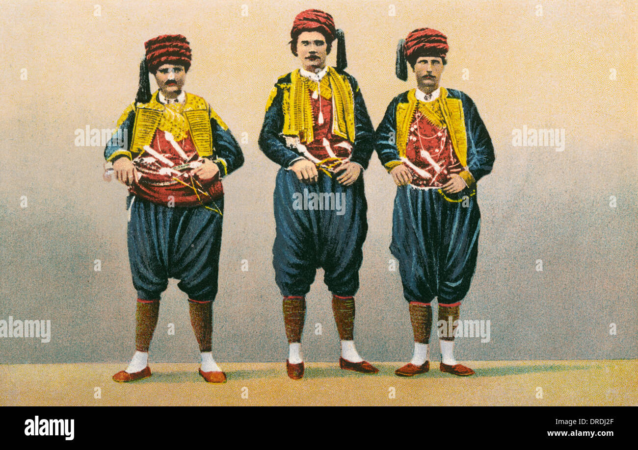 Three gentlemen in traditional Croatian National costume Stock Photo