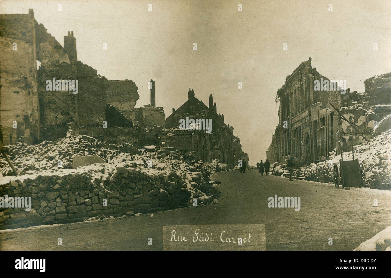 Destroyed street after WWI - Cambrai, France Stock Photo