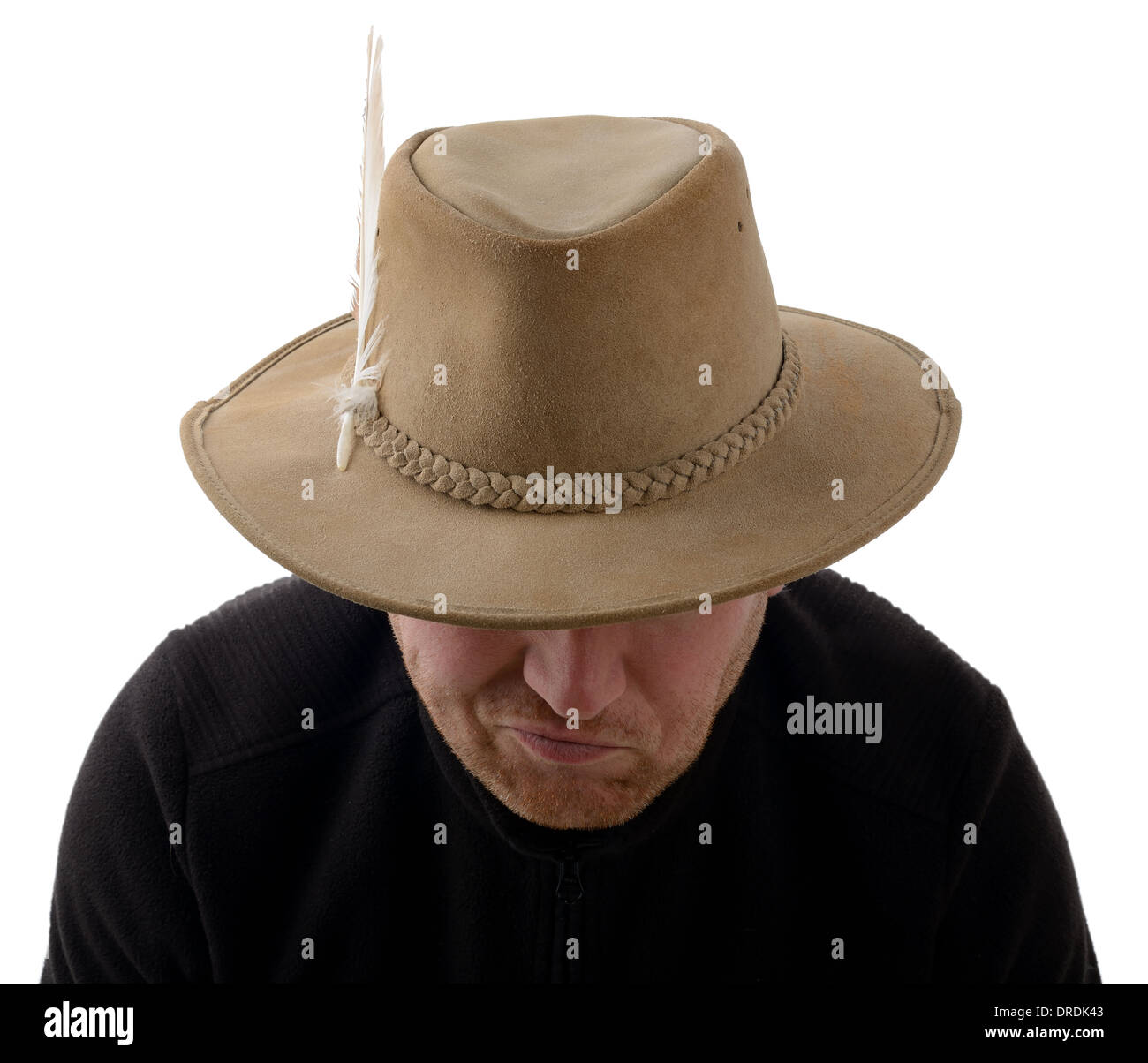 An explorer with hat isolated on a white background Stock Photo