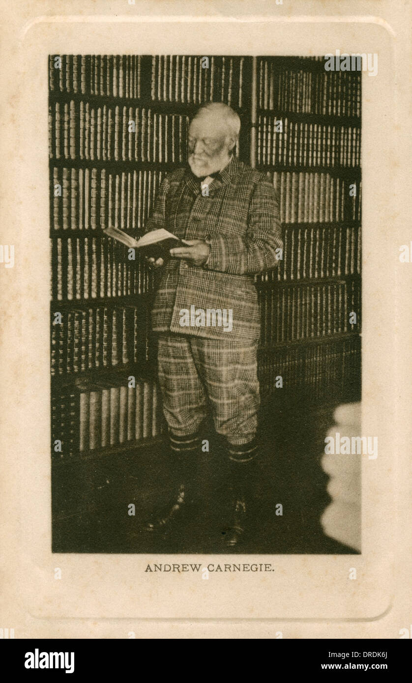 Andrew Carnegie reading Stock Photo