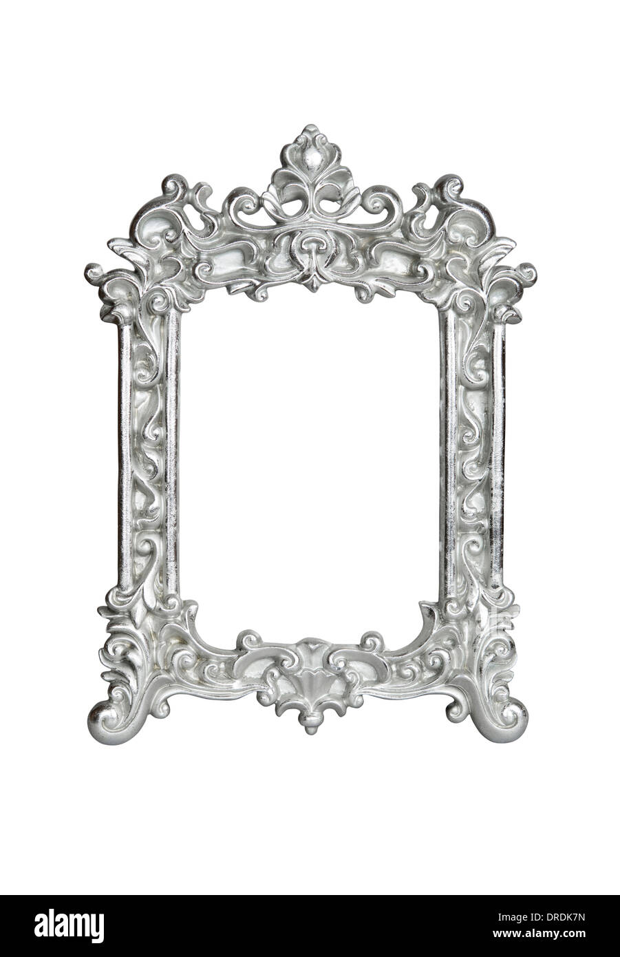 Silver vintage picture frame isolated on white with clipping path Stock