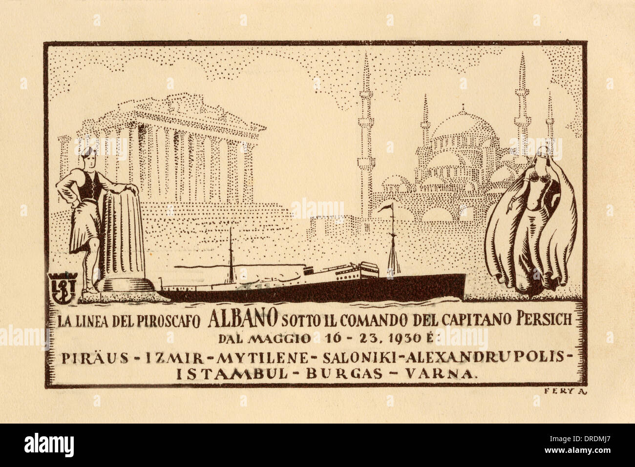 Promotional card for Aegean Sea Cruise line Stock Photo Alamy