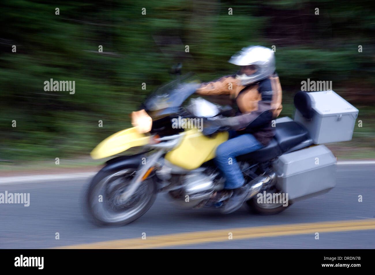 Motorcycle in motion Stock Photo