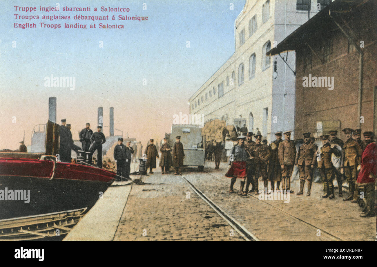 English Troops landing at Thessaloniki Stock Photo