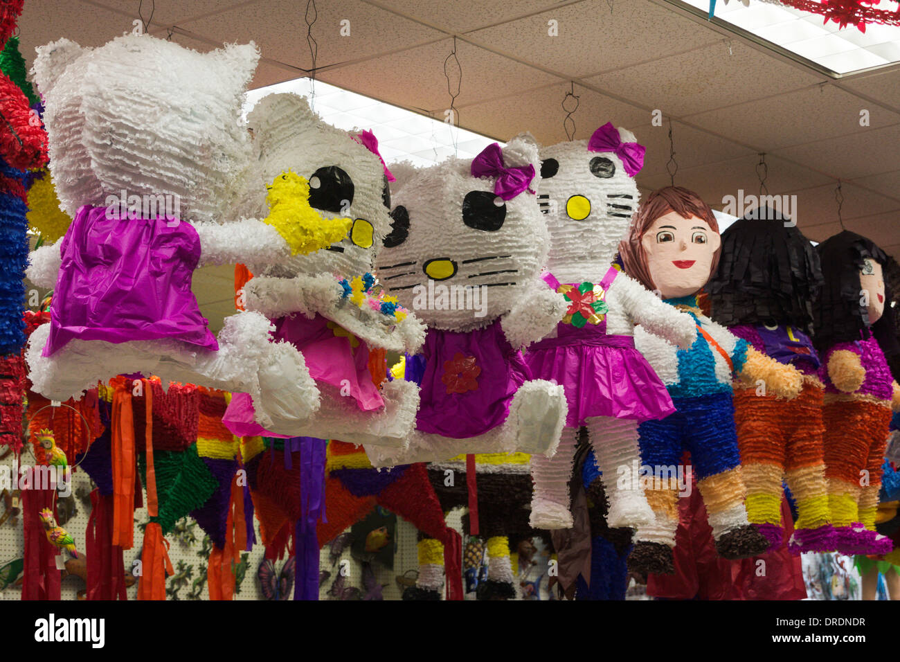 Piñatas on display in a department store at Nuevo Progreso, Tamaulipas