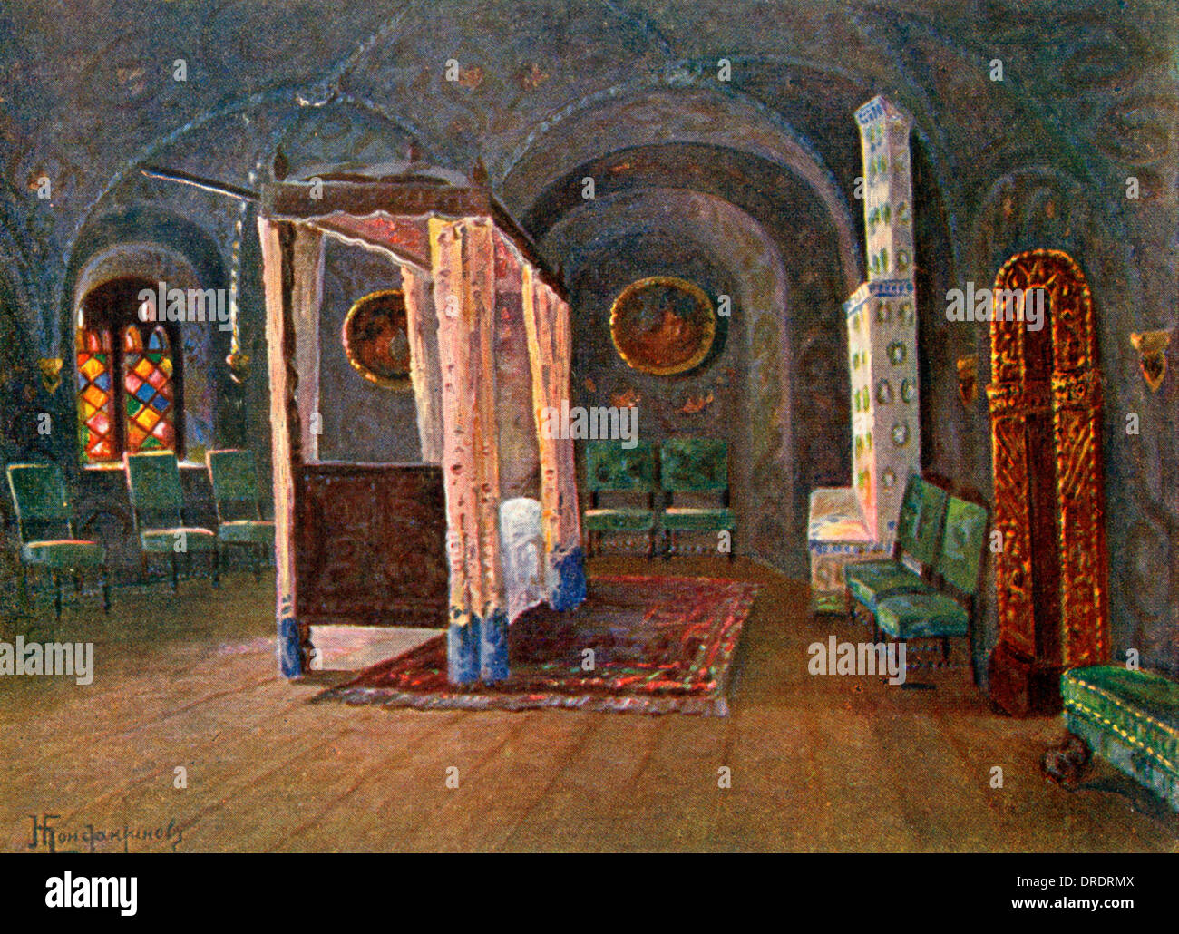 Tsar's Bedchamber, Terem Palace, Moscow, Russia Stock Photo