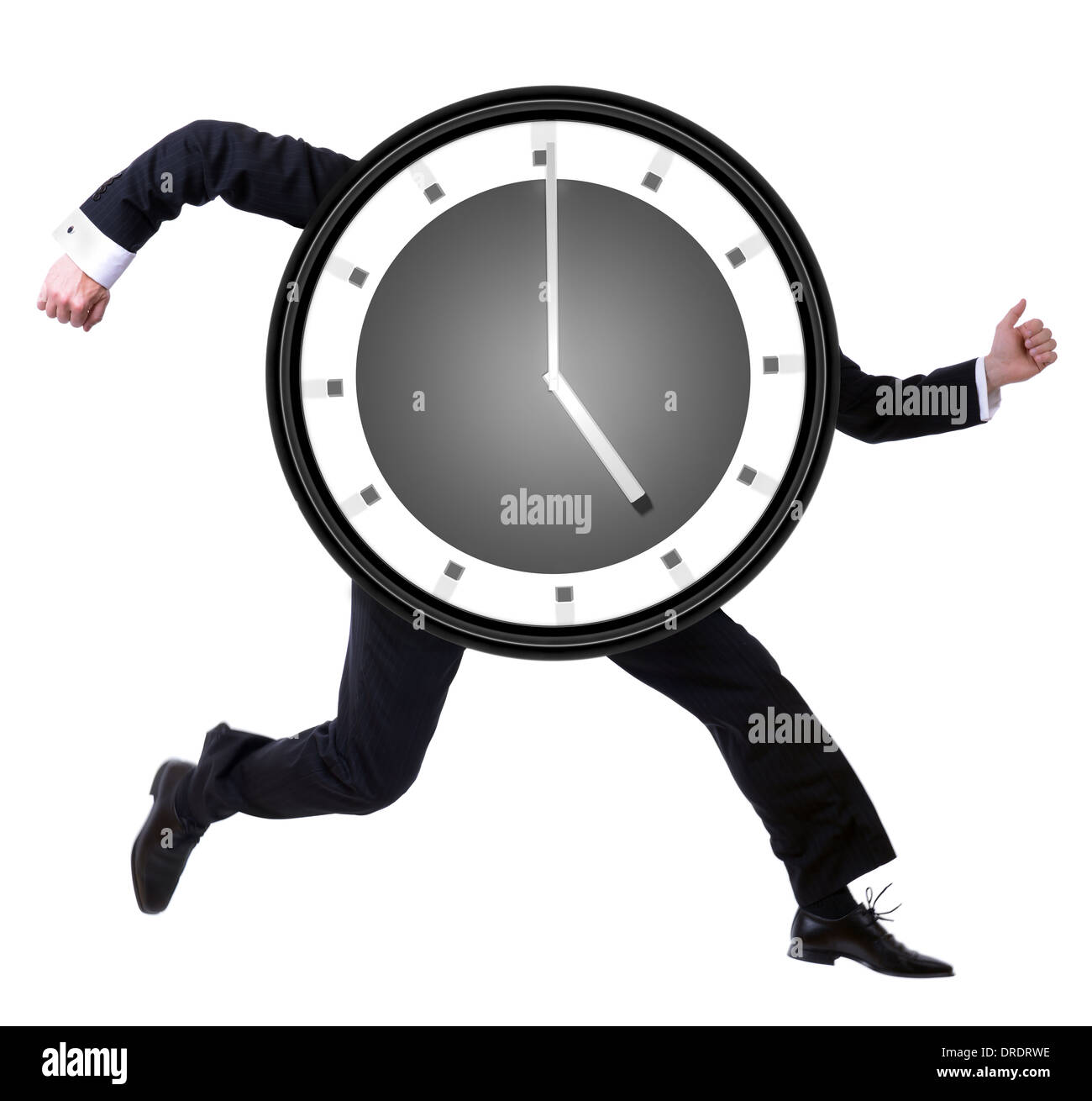 Running late? a clock running isolate on a white background Stock Photo