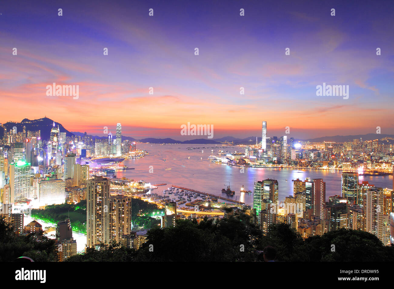Sunset at Braemar Hill, Hong Kong Stock Photo