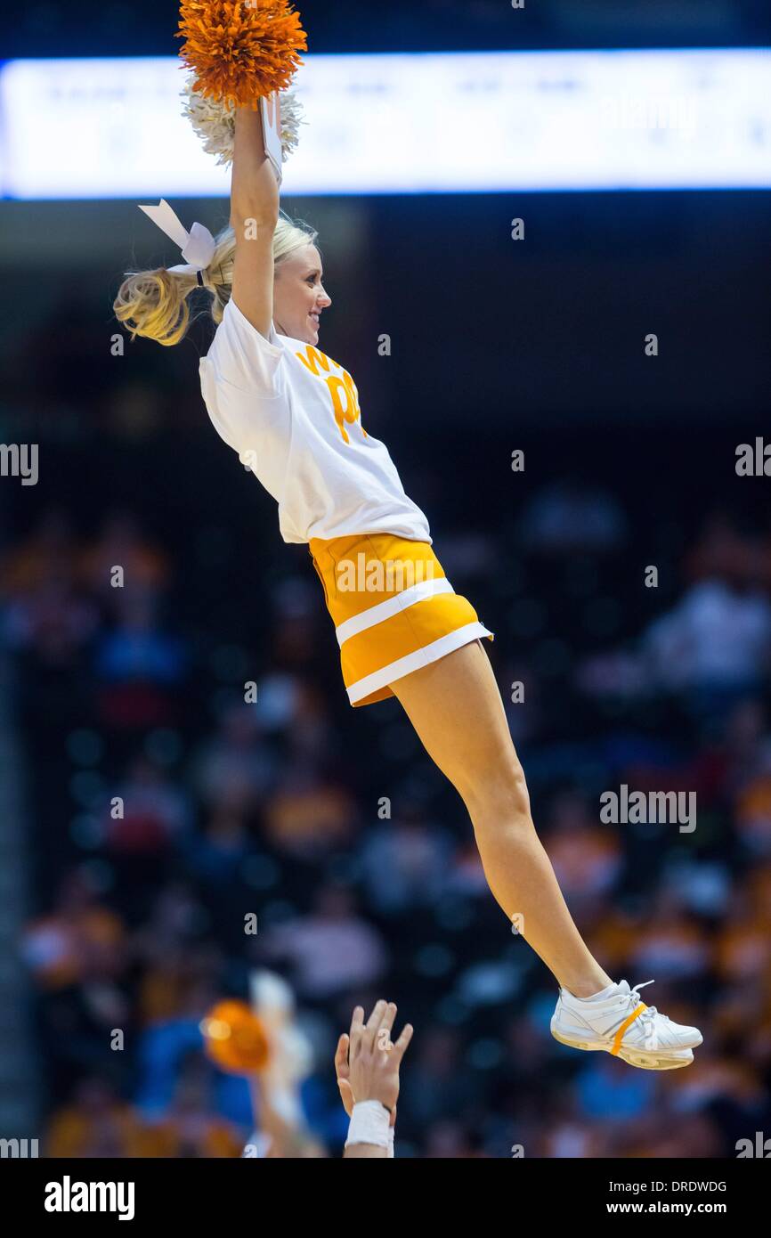 Knoxville, TN, USA. 23rd Jan, 2014. January 23, 2014:UT cheerleader performs during the NCAA basketball game between the University of Tennessee Lady Vols and the University of Florida Gators at Thompson-Boling Arena in Knoxville, TN Credit:  csm/Alamy Live News Stock Photo