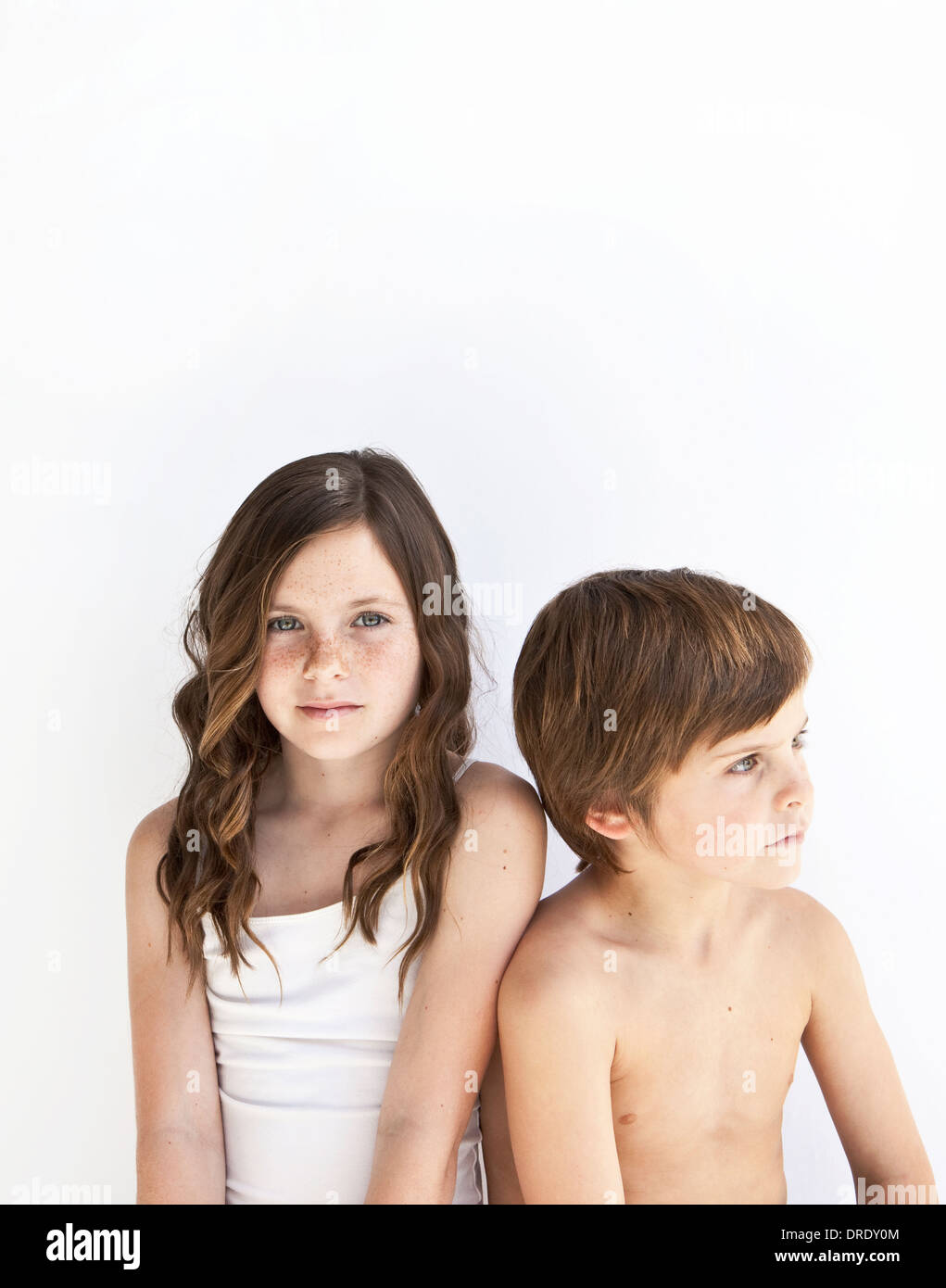Portrait young brother and sister Stock Photo