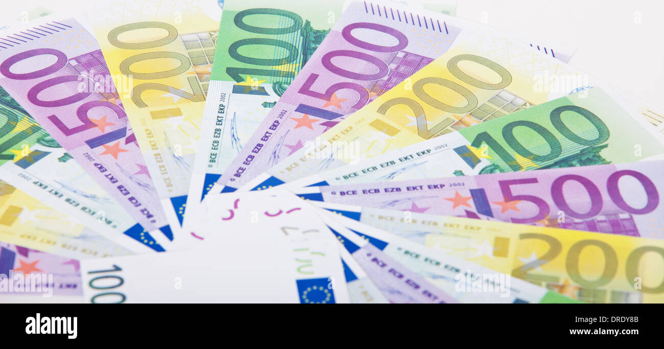 Various Euro notes Stock Photo - Alamy