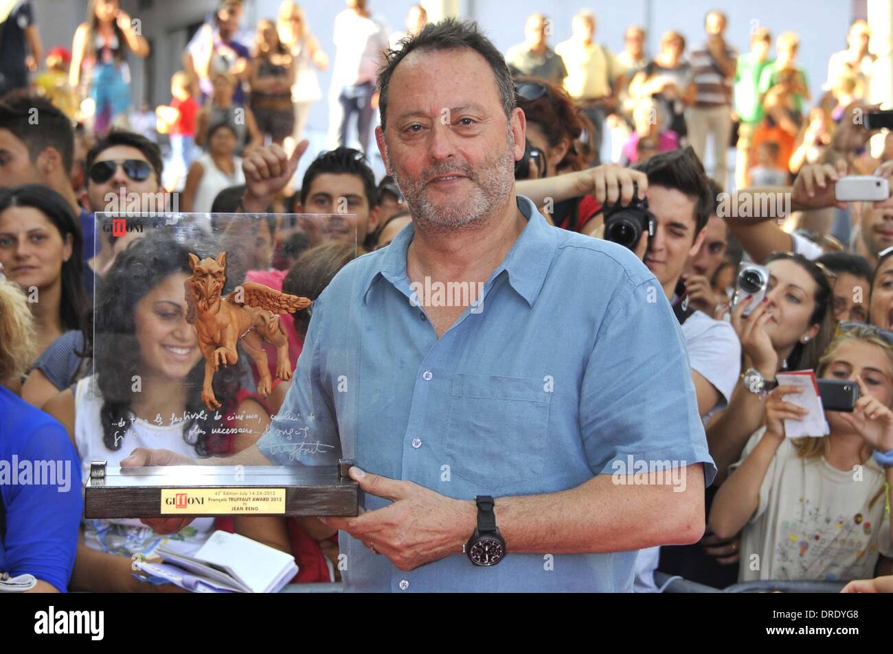 Jean Reno  with the Truffaut Award during the 42nd Giffoni Film Festival  Giffoni, Italy - 21.07.12 Stock Photo