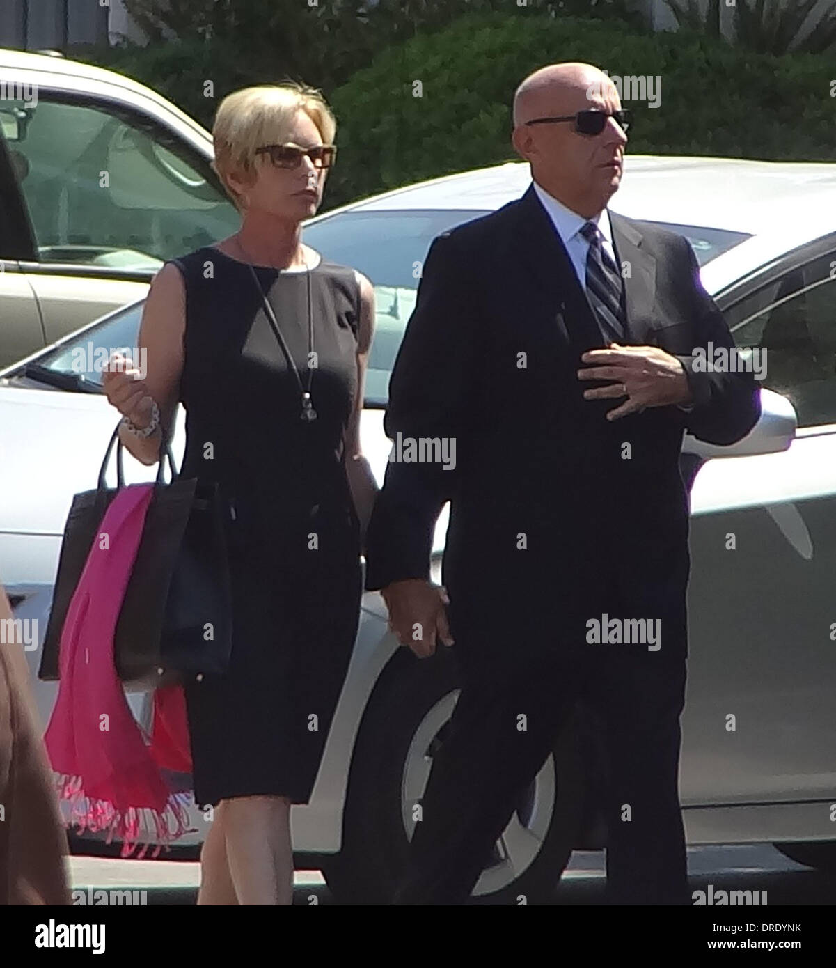 Mourners arrive for the funeral of Sage Stallone at St. Martin of Stock