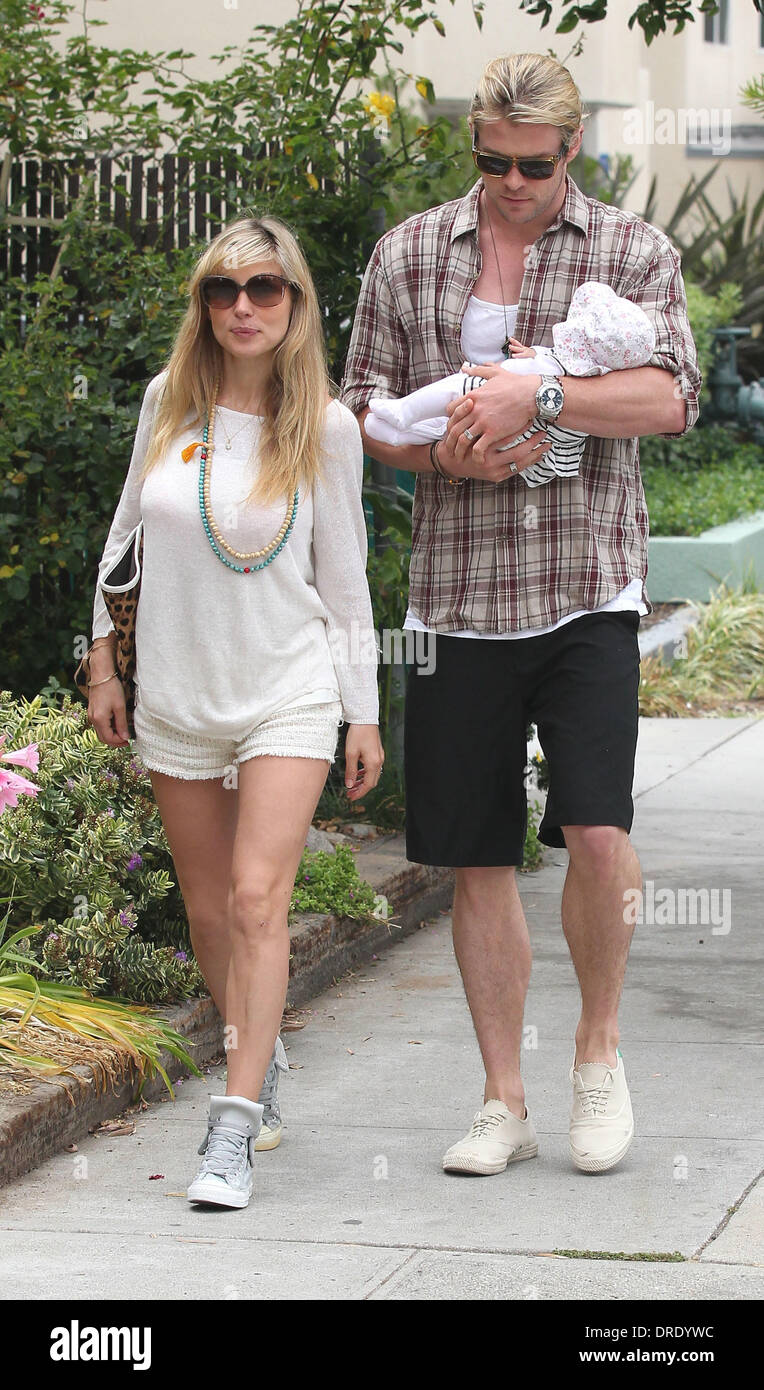 Elsa Pataky Husband Chris Hemsworth And Their Daughter India Rose In Santa Monica After Having