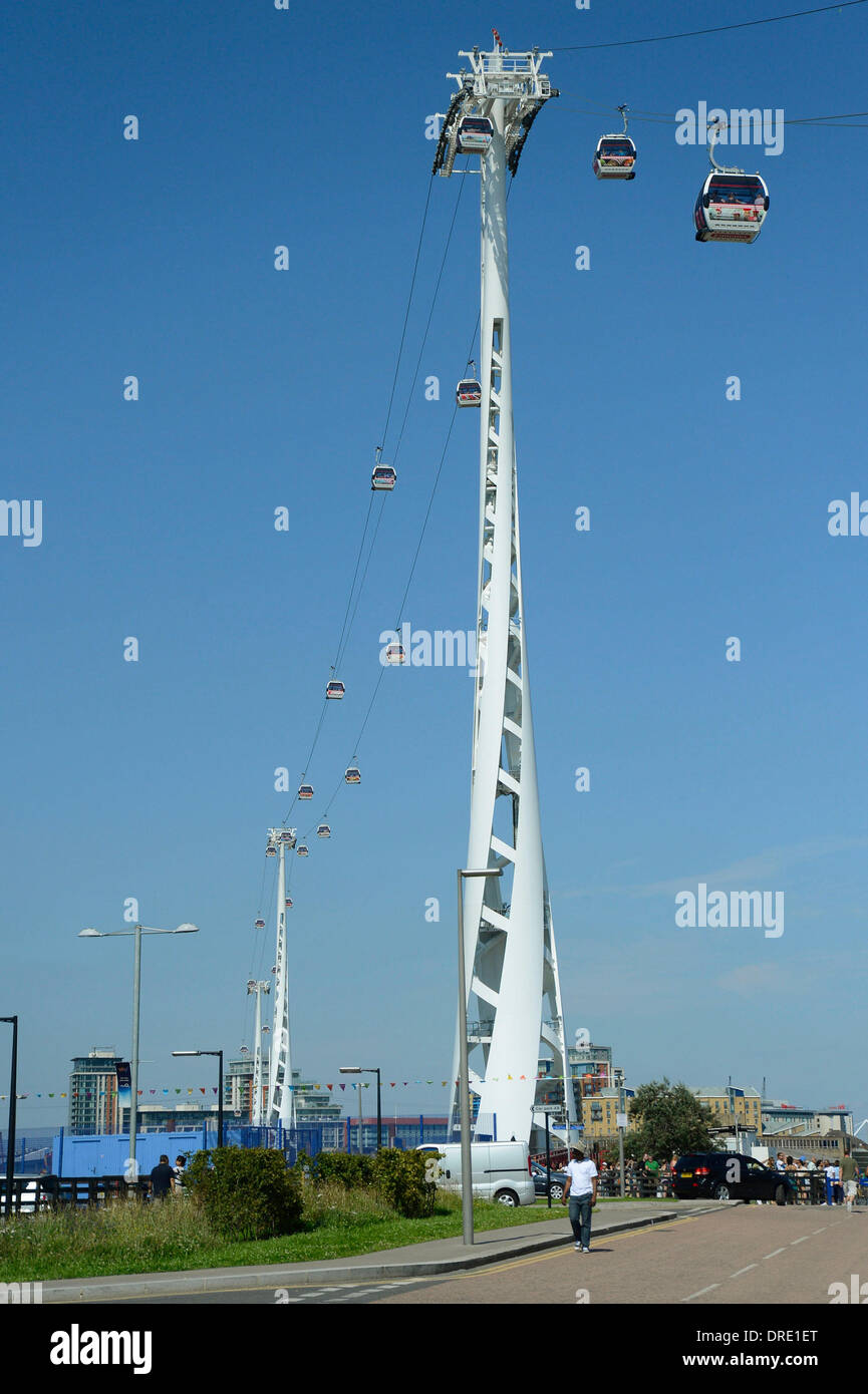 Emirates Air Line, a cable car crossing above the River Thames operated ...