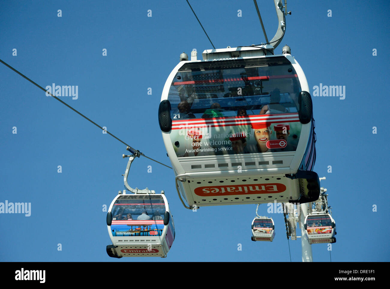Emirates Air Line, a cable car crossing above the River Thames operated ...