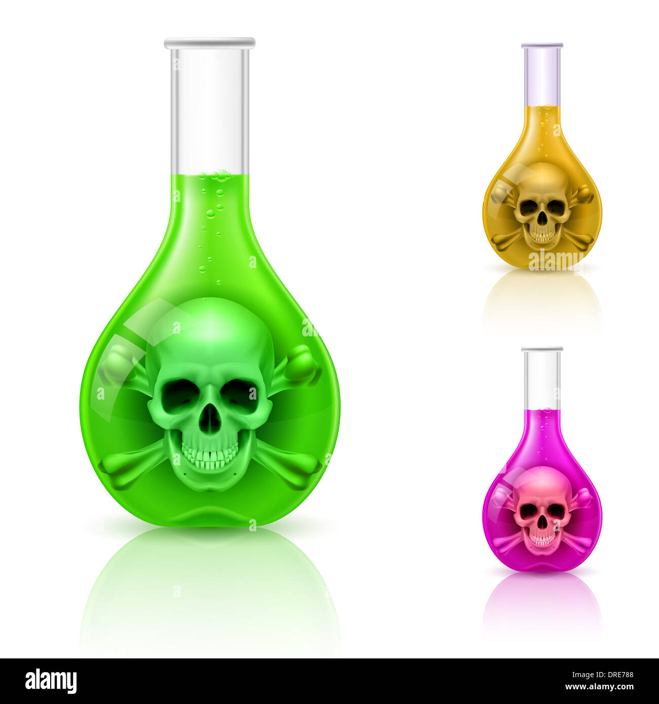 Three vials with poison on white. Color variations Stock Photo Alamy