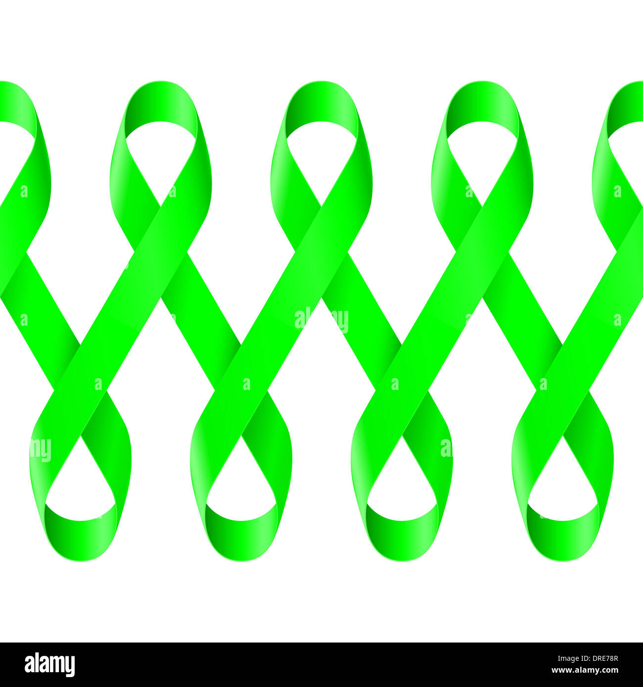 Green Mobius strip pattern on white background. Stock Photo