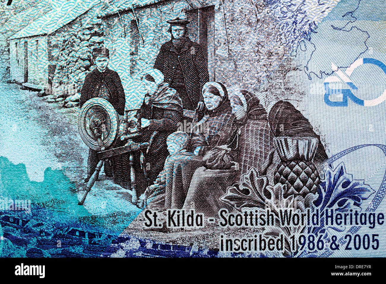 5 Pounds banknote, St. Kilda, Scotland, 2009 Stock Photo