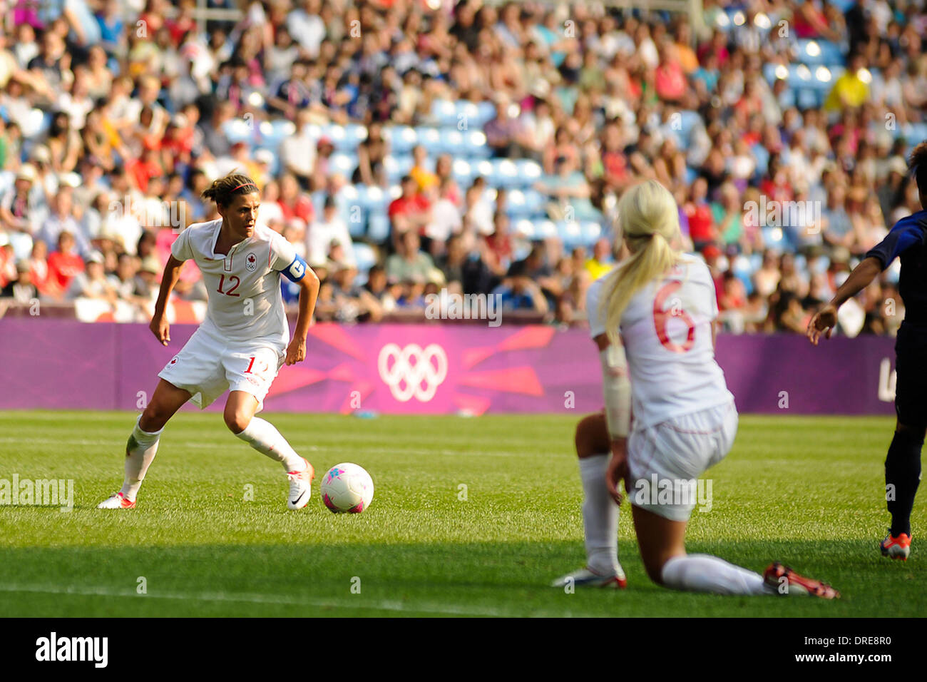 Christine Sinclair (Canada)  Women's Football first round Group F Match of the London 2012 Olympic Games between Japan and Canada, at City of Coventry Stadium Coventry, England - 25.07.12 Stock Photo