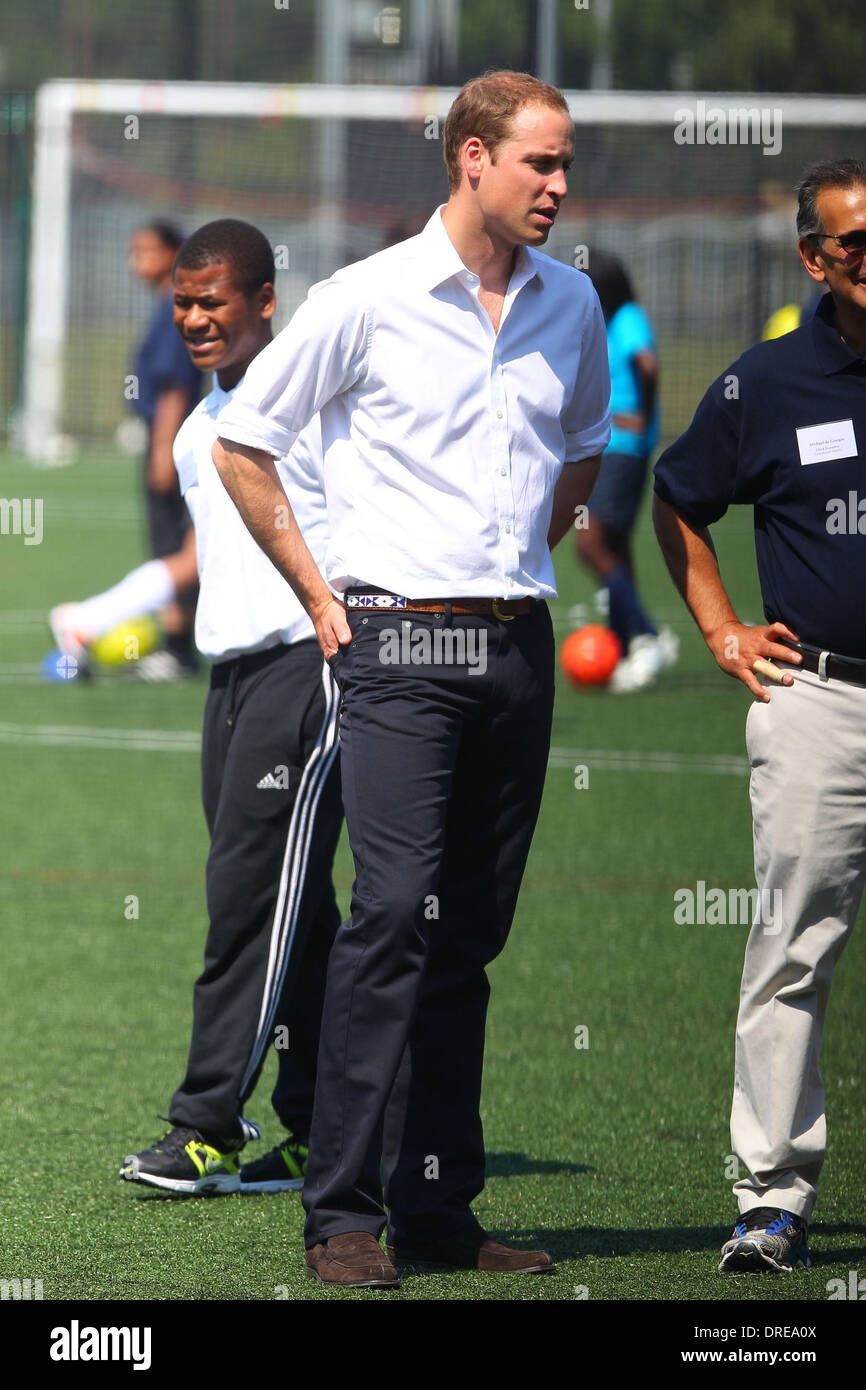 Prince William, Duke of Cambridge playing football at Bacon's College London, England 26.07.12