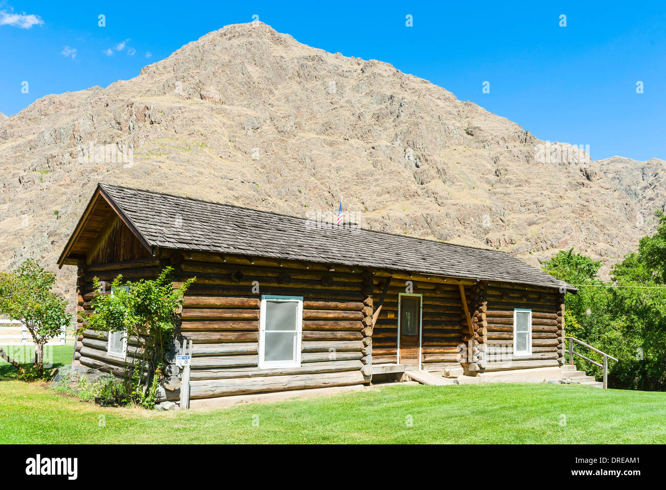 The Kirkwood Historic Ranch, on the Snake River, in Hells Canyon National Recreation Area, Idaho, USA. Stock Photo