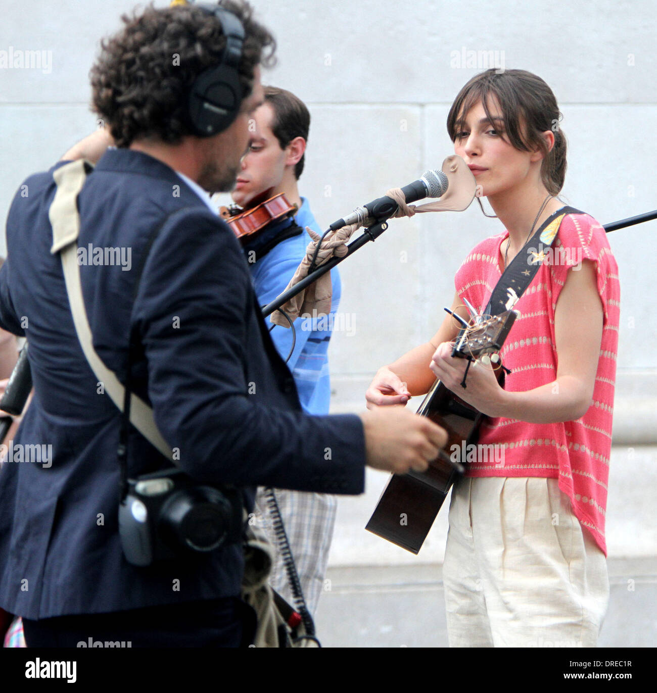 Keira Knightley and Mark Ruffalo filming on location for the new movie