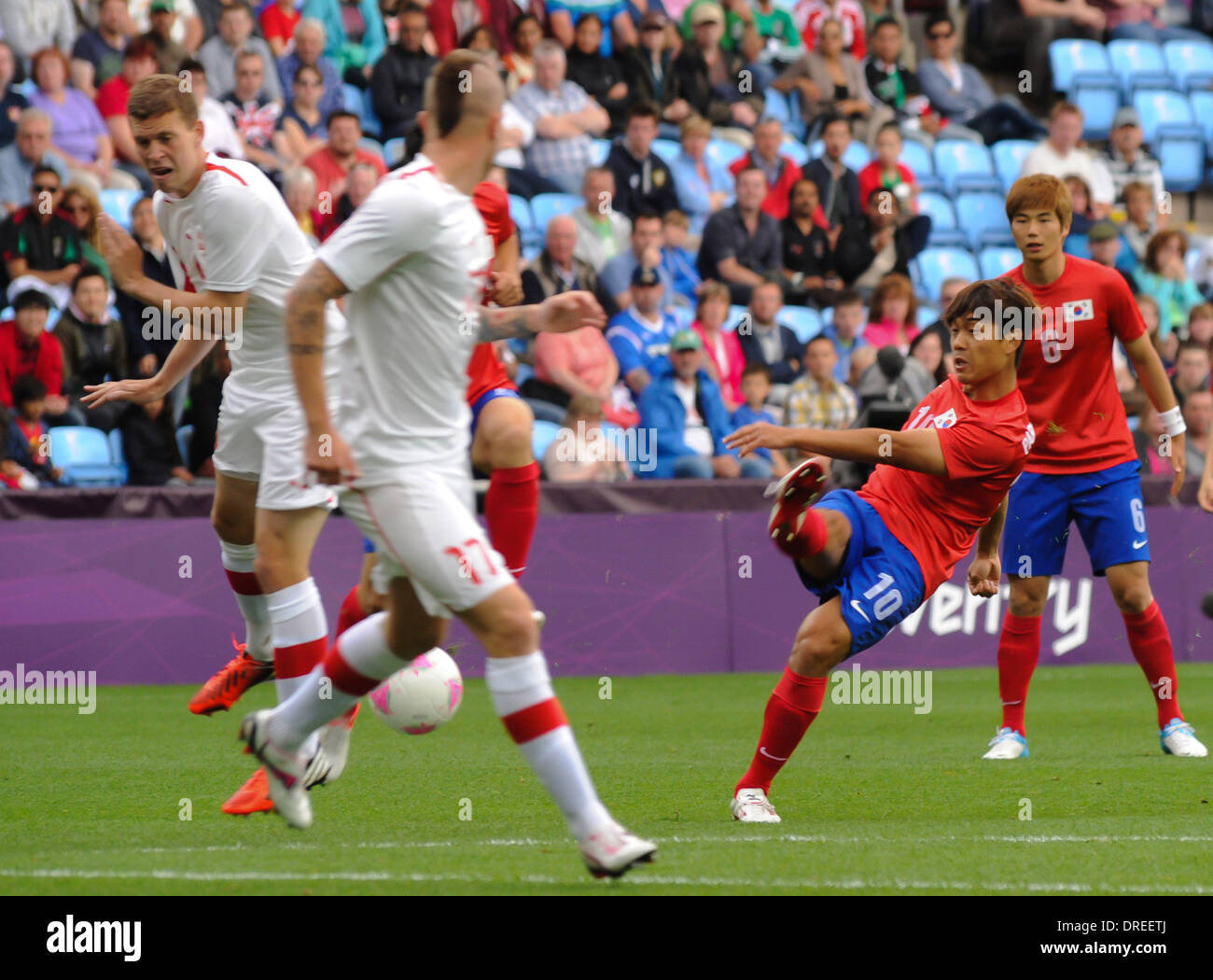 South Korea's Park Chu-young fires a shot at goal   The Olympic Football Men's Preliminary game between Korea and Switzerland held at the City of Coventry Stadium  Coventry, England - 29.07.12 Stock Photo