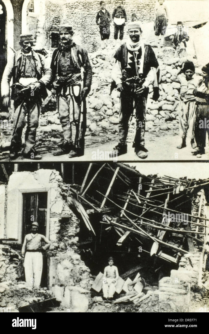 First Balkan War - result of Montenegrin bombardment Stock Photo
