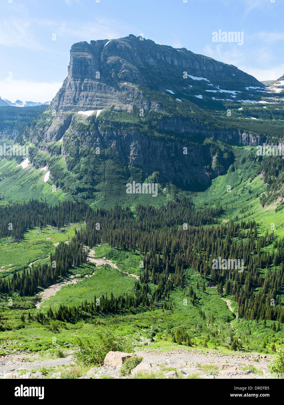 Heavy Runner Mountain, seen from 'Going-to-the-Sun' Road (built 1921-1932), Glacier National Park, Montana, USA. Stock Photo