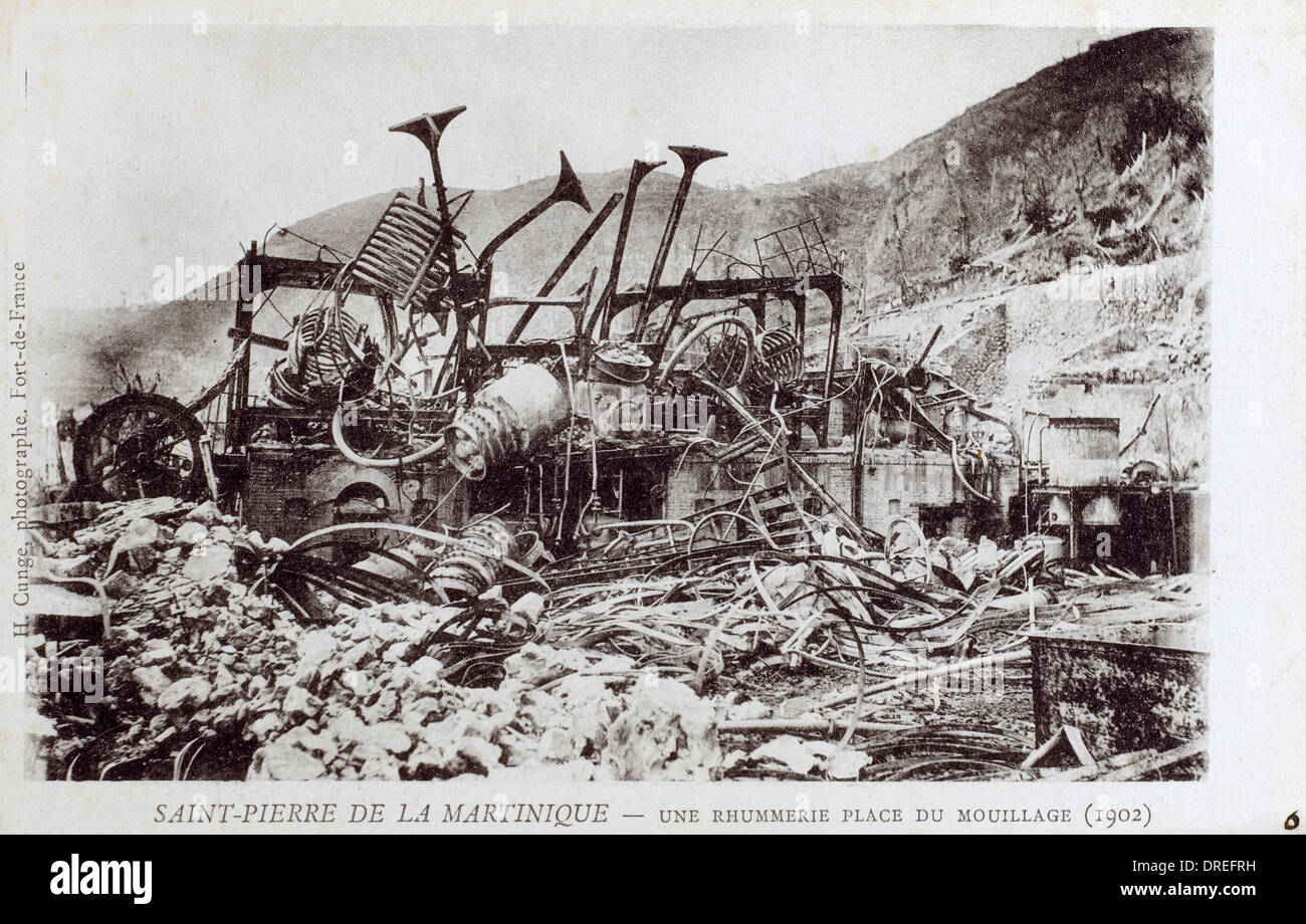 Eruption of Mt. Pelee Devastation at SaintPierre Stock Photo Alamy