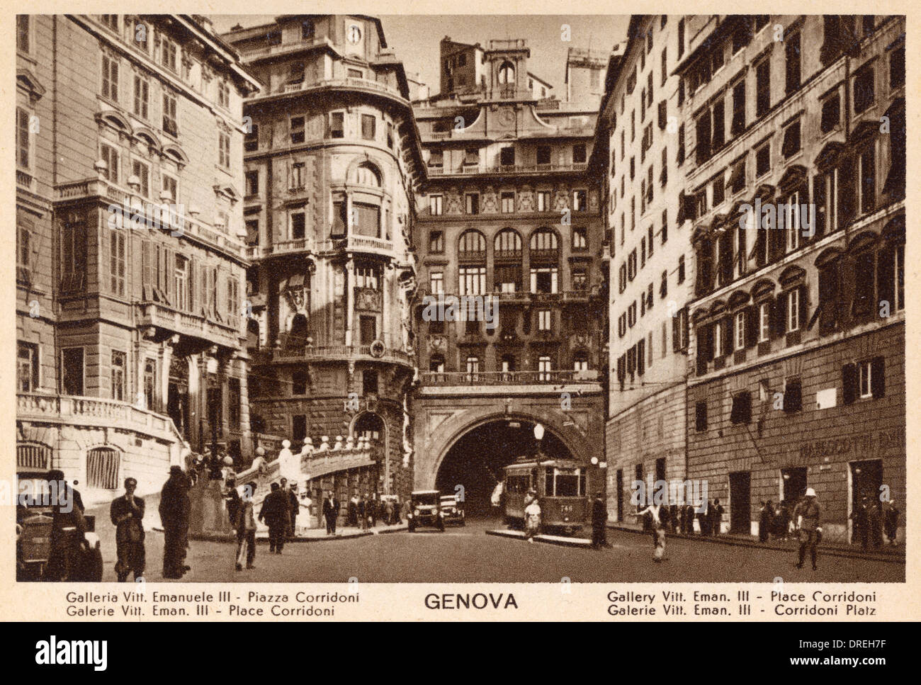 Genoa, Italy - Gallerie Victor Emmanuel III, Place Corridoni Stock Photo
