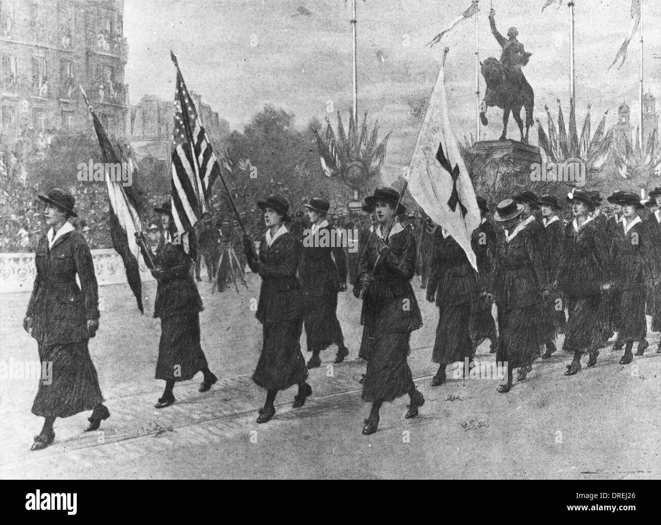 American nurses in procession Stock Photo