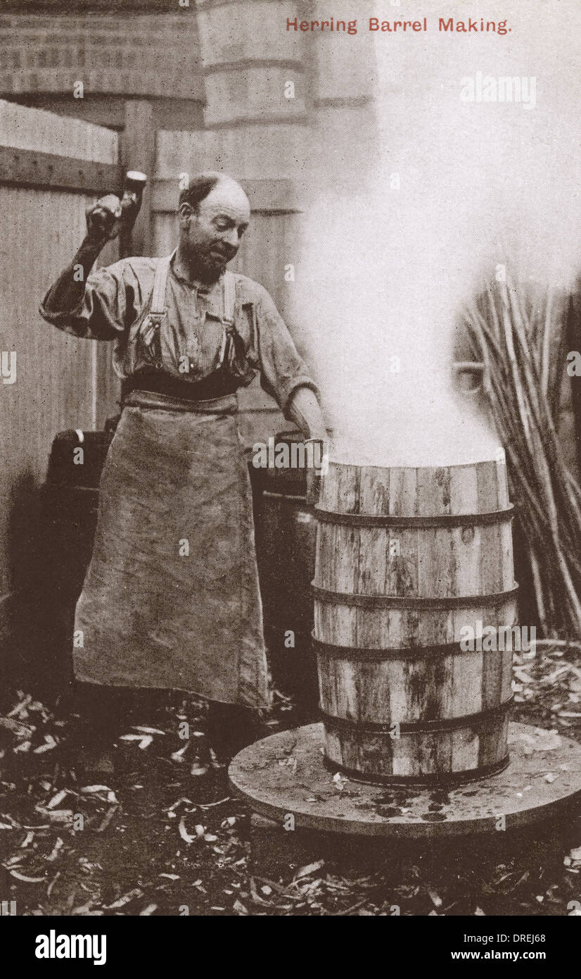 Making a herring barrel, Lowestoft Stock Photo