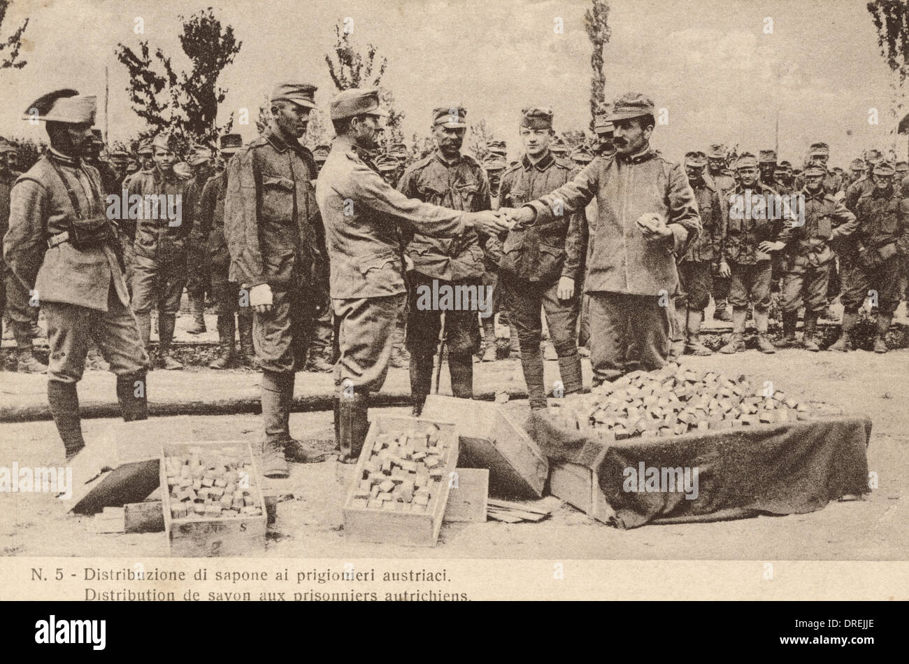 Austrian prisoners given soap Stock Photo