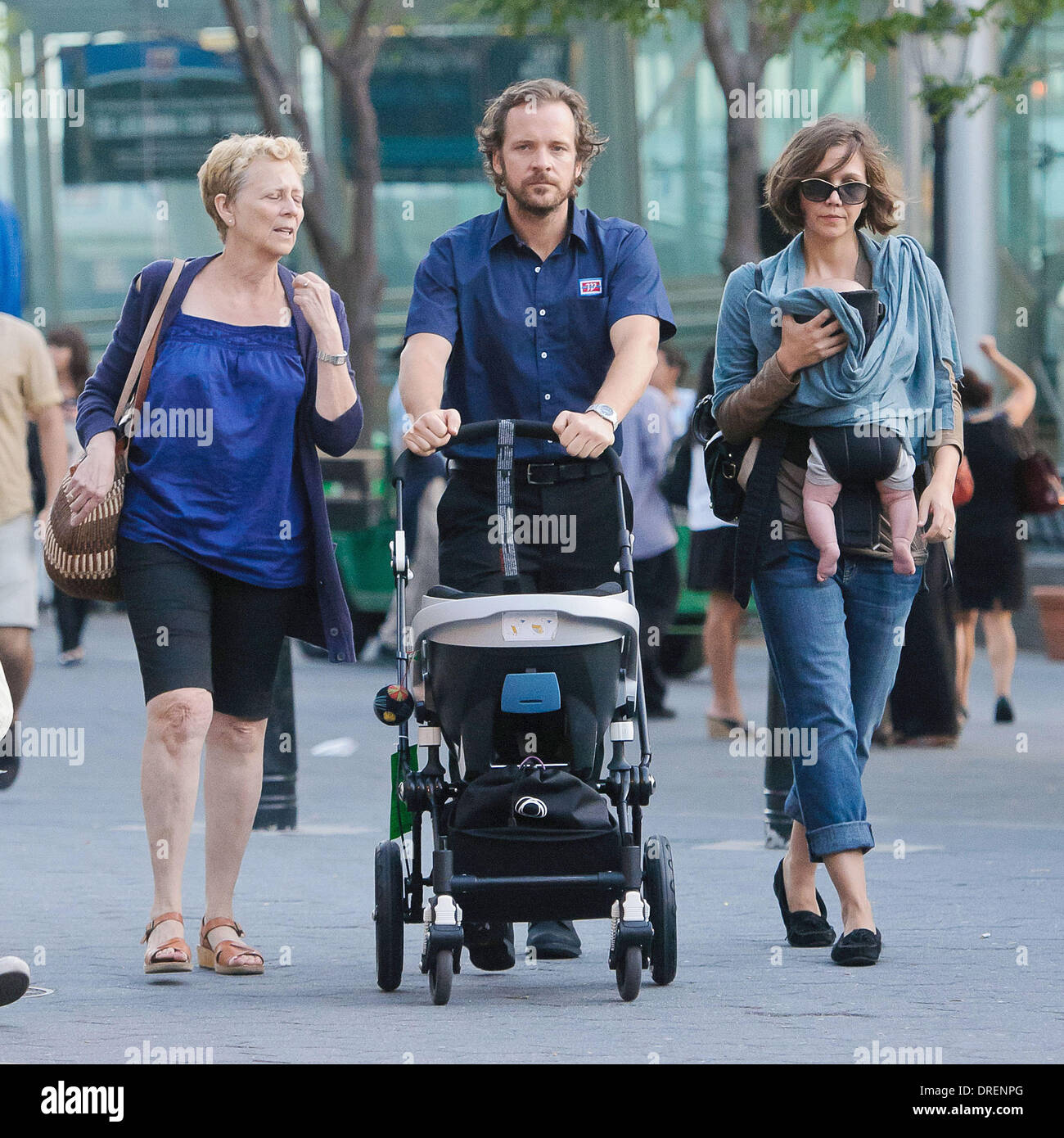 Naomi Foner, Peter Sarsgaard, Maggie Gyllenhaal, Gloria Ray Sarsgaard on the set of 'Very Good Girls.' New York City, USA - 31.07.12 Stock Photo