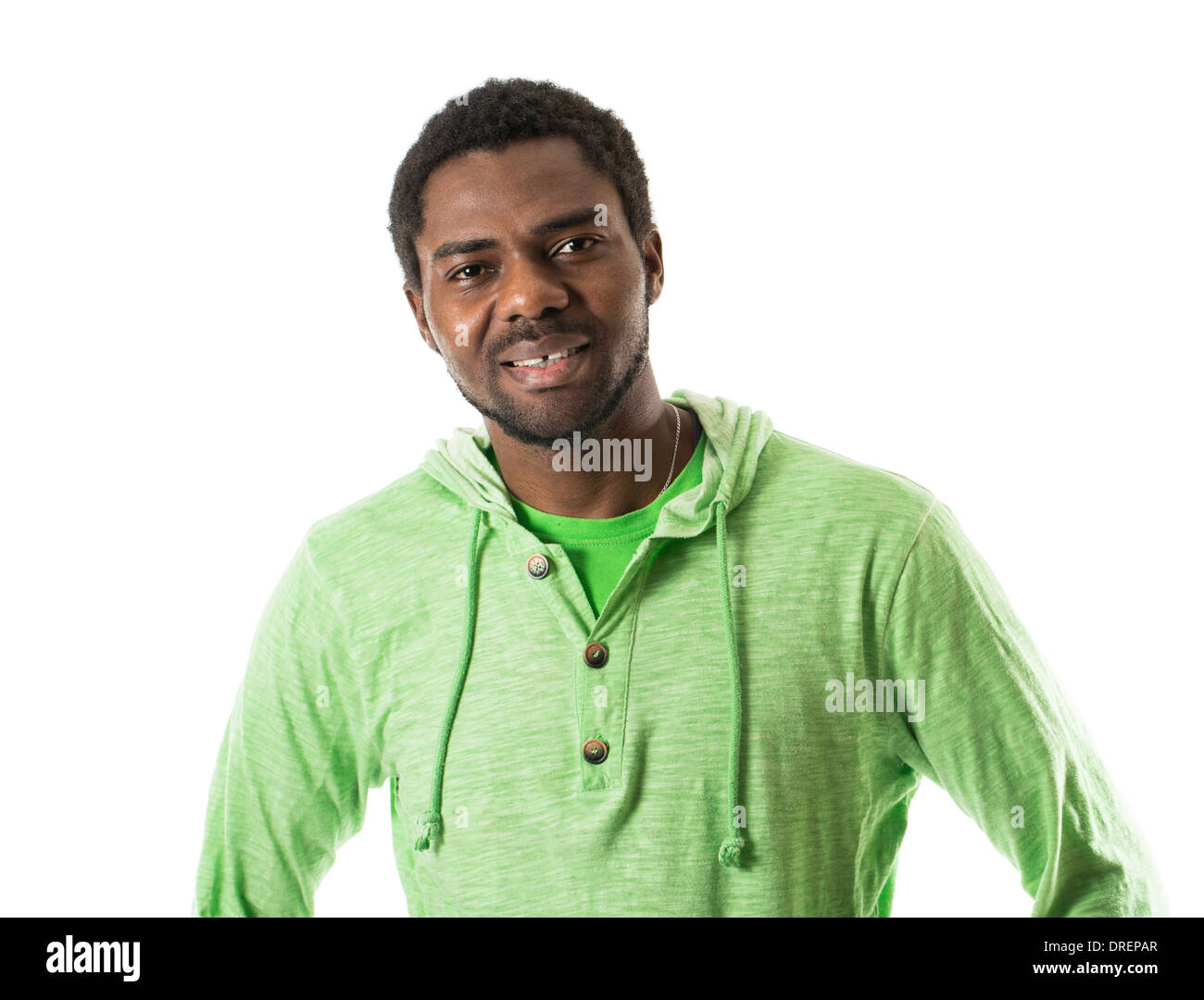 Portrait of African American Cheerful black man smiling isolated on white background Stock Photo