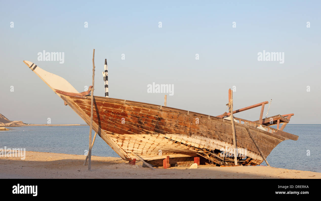 Traditional wooden dhow in Al Wakrah, Qatar, Middle East Stock Photo