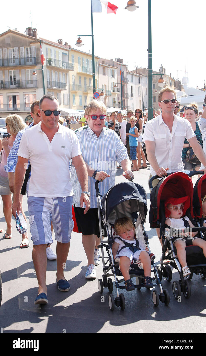Elton John and David Furnish with son Zachary sighting with Neil
