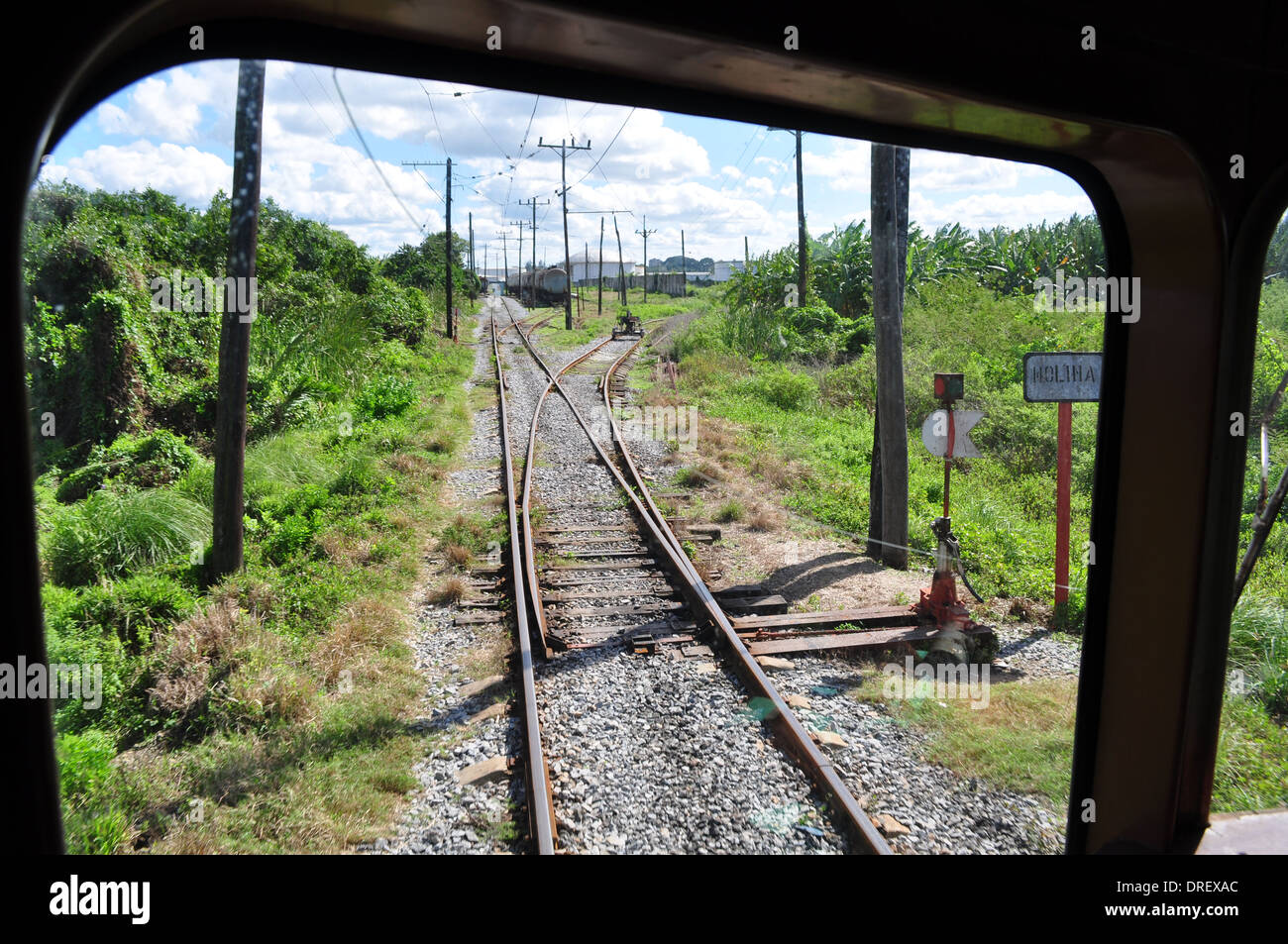 Cuba: View from the cab of the Hershey Electric Railway between Casa Blanca and Hershey. Stock Photo