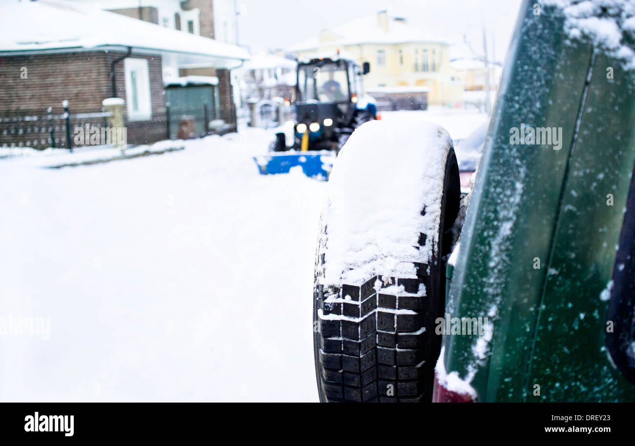 snow removing Stock Photo
