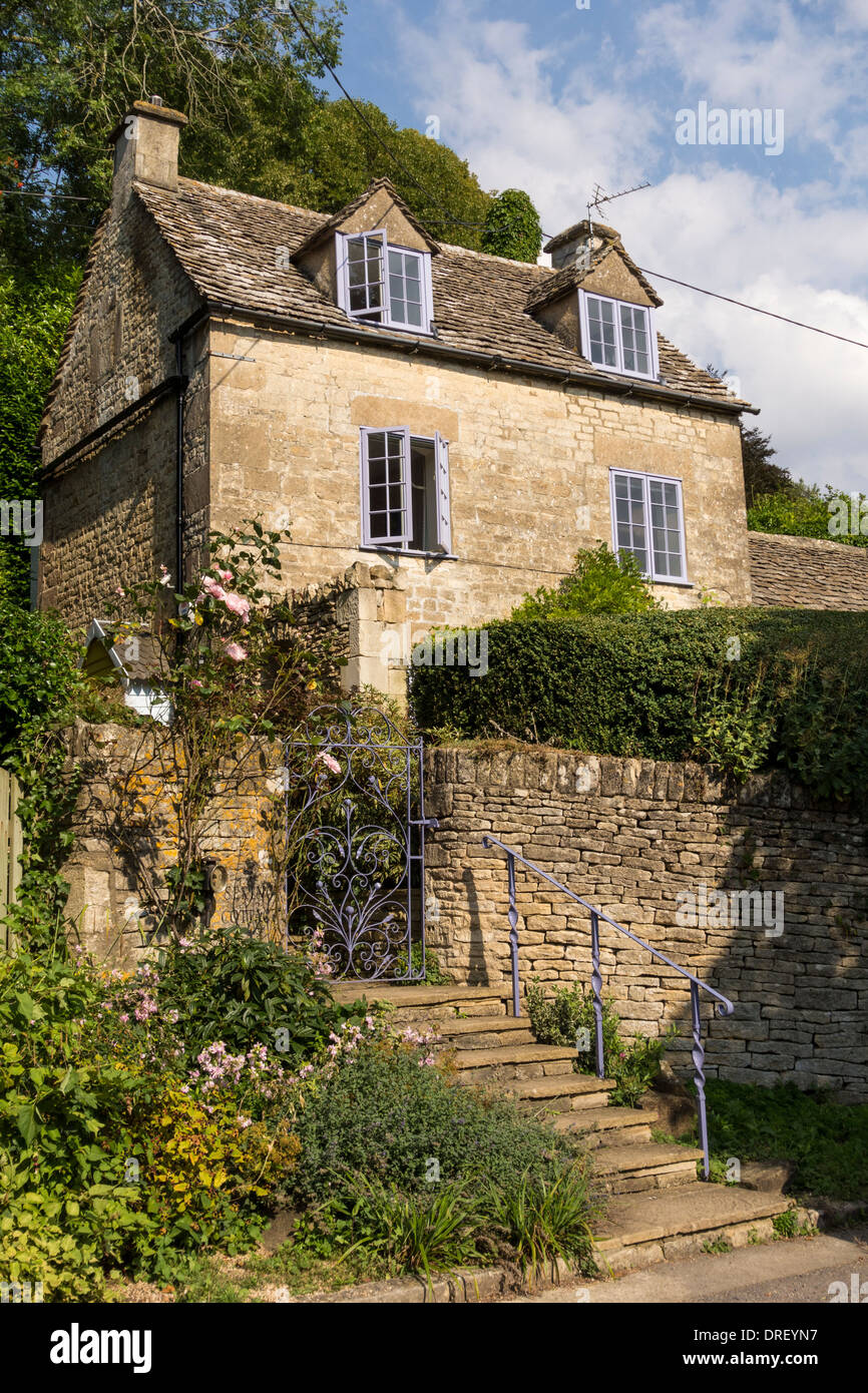 Cotswold stone cottage in the village of Box, Gloucestershire, UK Stock