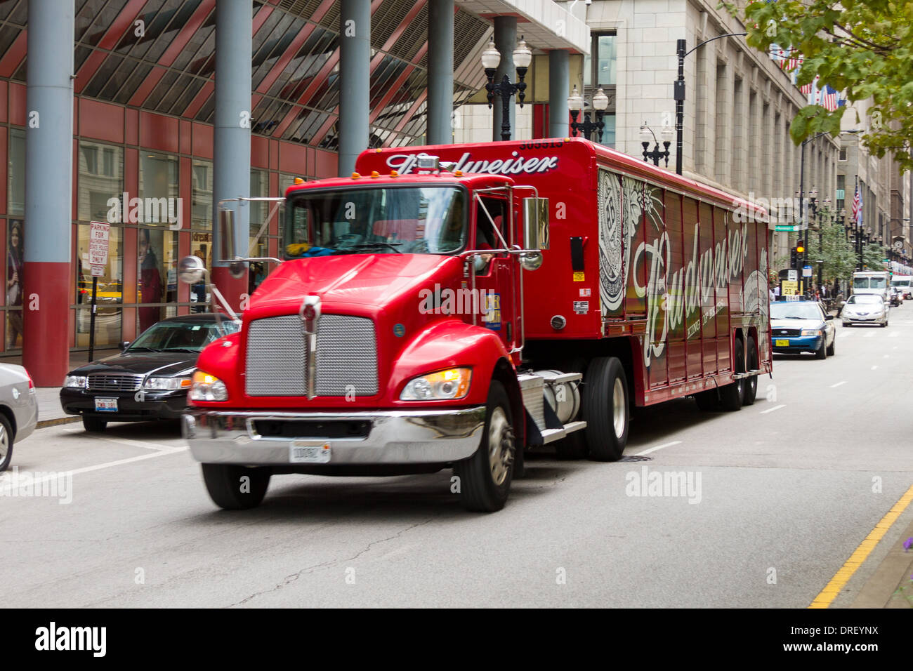 Budweiser truck in Chicago Stock Photo