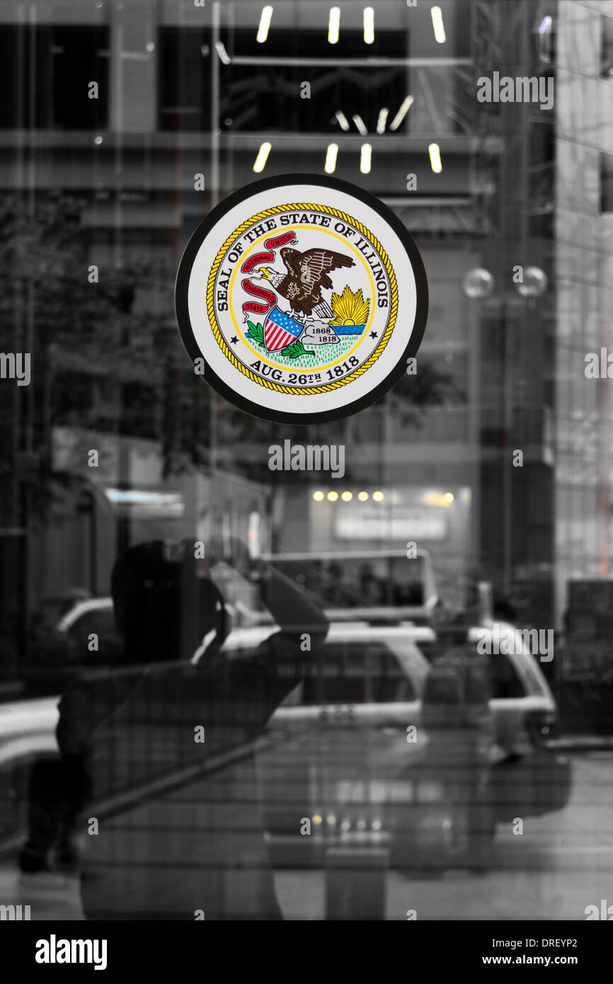 state of Illinois Seal on glass Stock Photo Alamy