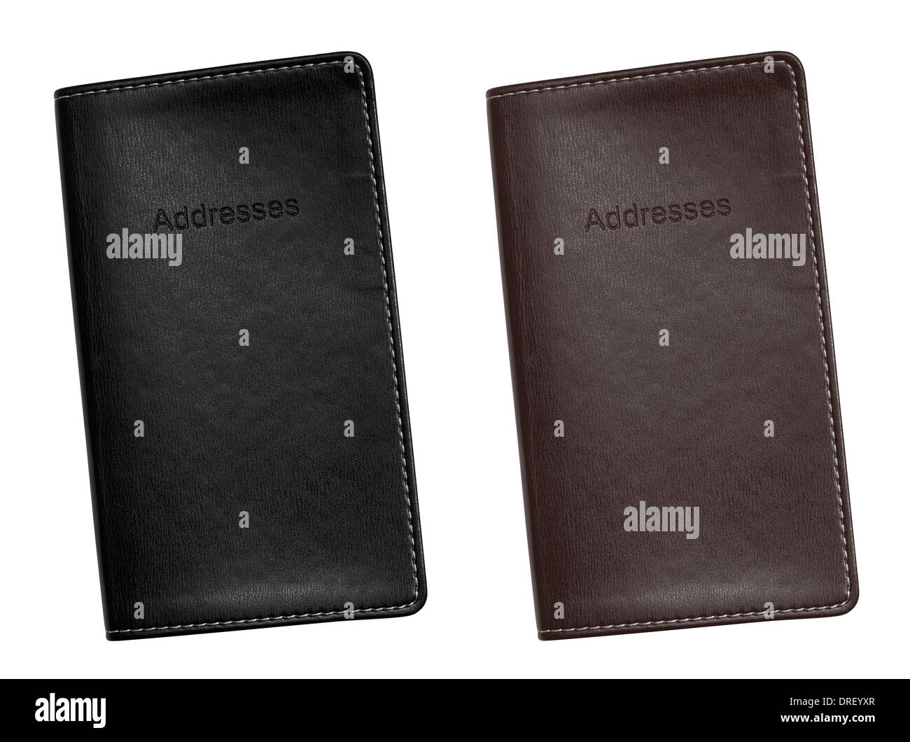 Pocket sized Leather bound address book for organising your personal contacts, emails and addresses. Stock Photo