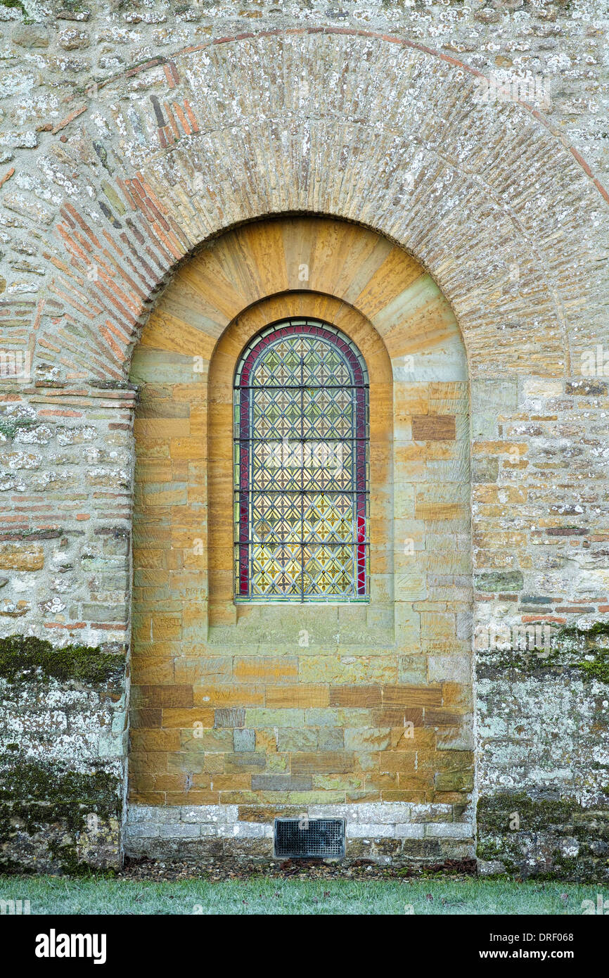 The anglo-saxon church of All Saints at Brixworth (was Mercia, now Northamptonshire), built in seventh century AD. Stock Photo