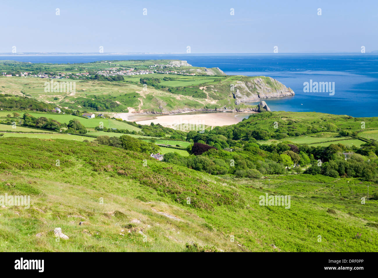 Threecliff Bay Gower Peninsula Wales UK Stock Photo